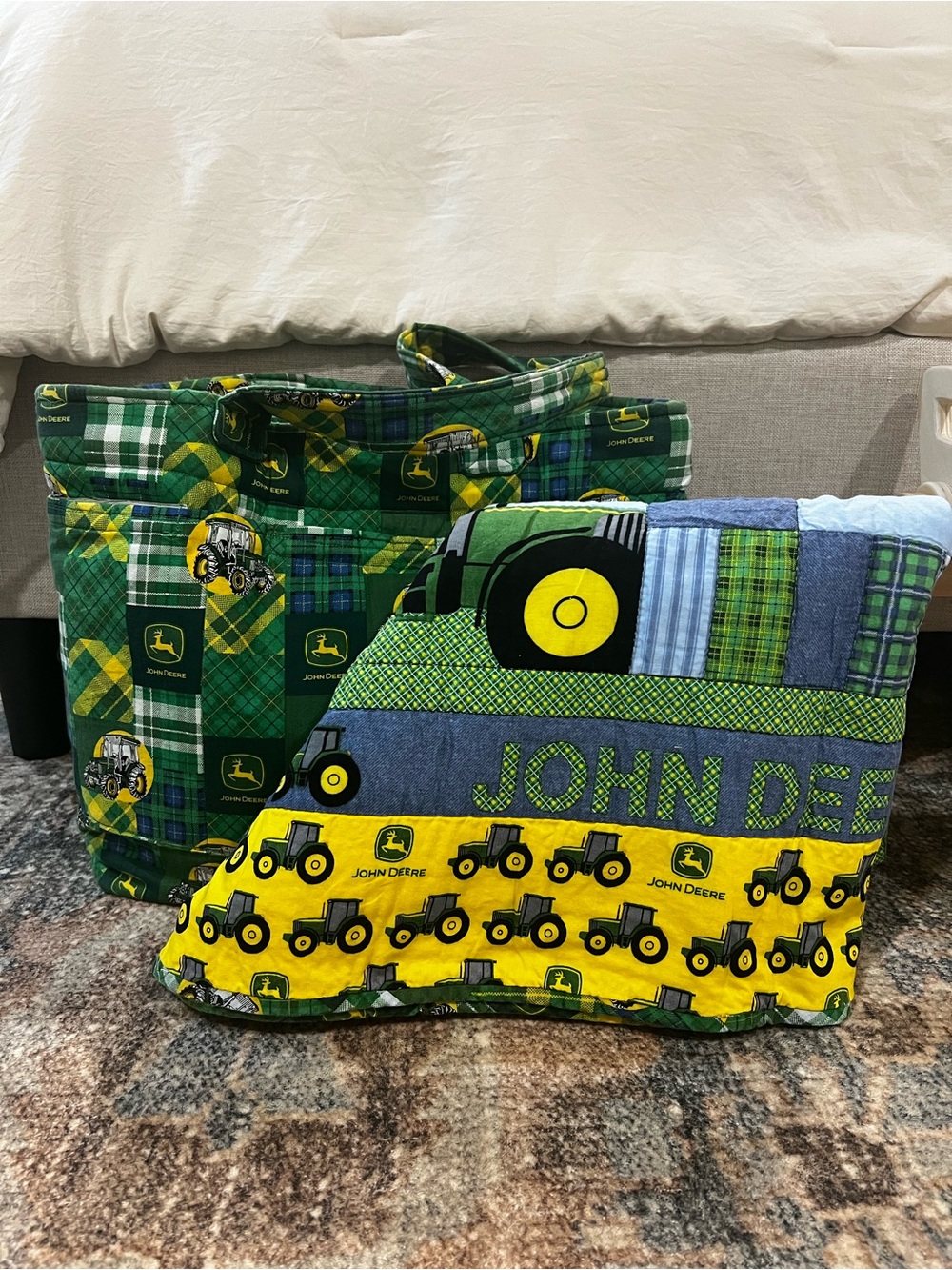 John Deere Large Tote Bag and Baby Quilt (handmade)